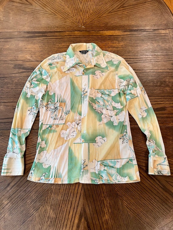 Vintage MCM Floral Print Long Sleeve Button Up Shi