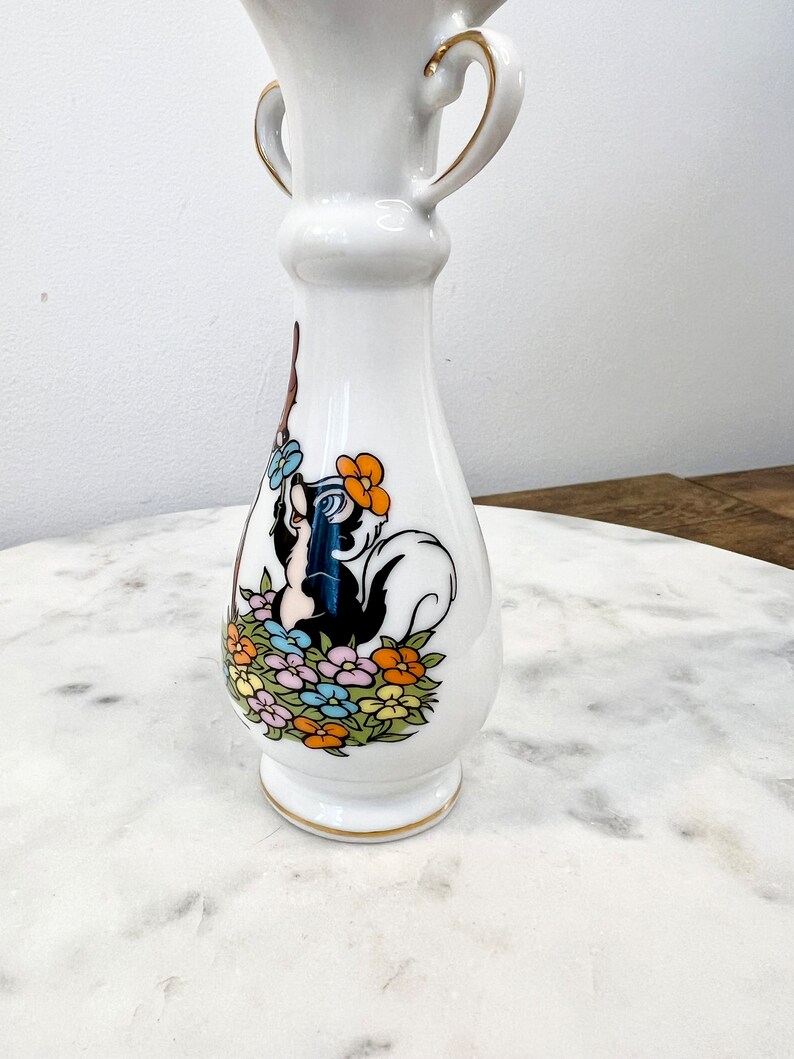 Vintage 1960's Walt Disney Bambi Porcelain Bud Vase Made in Japan Collectible Disney Memorabilia Gift for Collector Retro Nursery Decor afbeelding 4