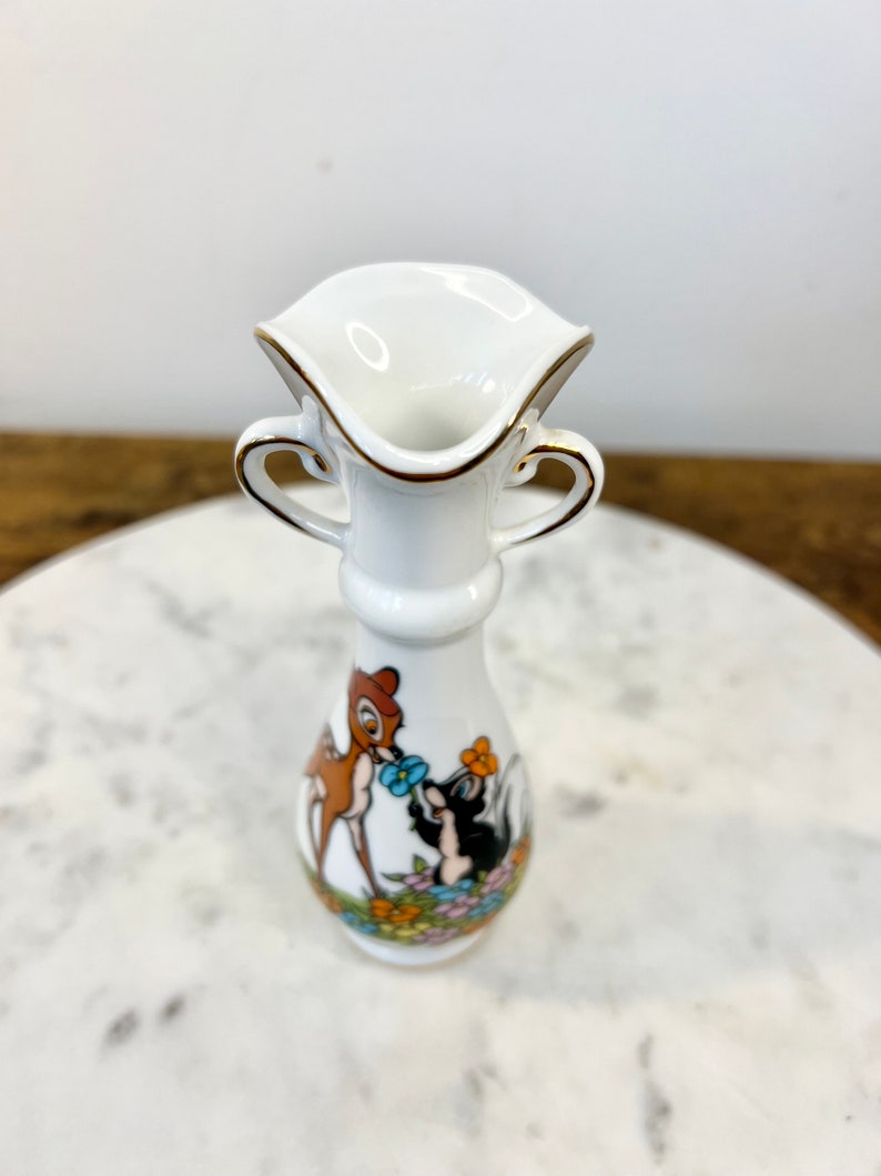 Vintage 1960's Walt Disney Bambi Porcelain Bud Vase Made in Japan Collectible Disney Memorabilia Gift for Collector Retro Nursery Decor afbeelding 5
