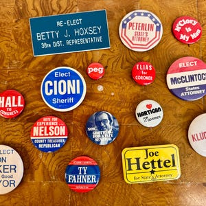 Bundle of 15 Vintage Local Election Political Pins; AS SHOWN; Retro Voting Memorabilia; Gift for Collector; Mid Century Political Buttons