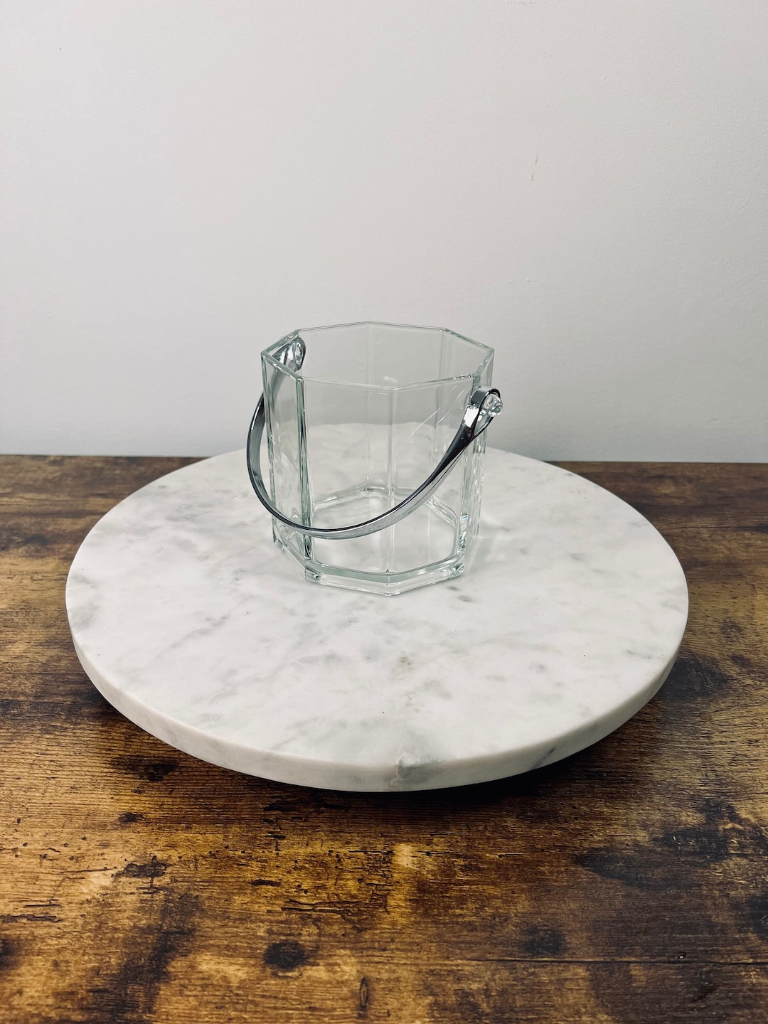 Vintage Luminarc Octime Small Glass Ice Bucket With Chrome Etsy