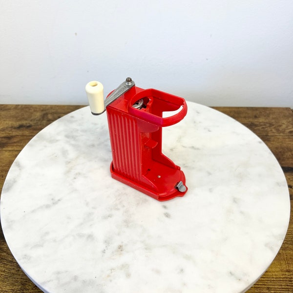 Vintage Rowoco Red Plastic Cheese Grater; Retro Kitchenalia; Mid Century Cooking Tools; Gift for Hostess; Grannycore Italian Hand Crank Mill