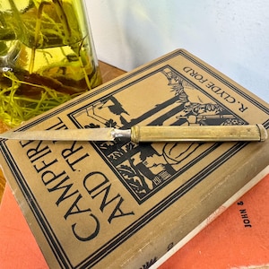 Vintage Art Deco Brass Handle Metal Nail File; Retro Vanity Decor; Gift for Hostess; Elegant Nail Files; Grannycore Chic; Powder Room Decor