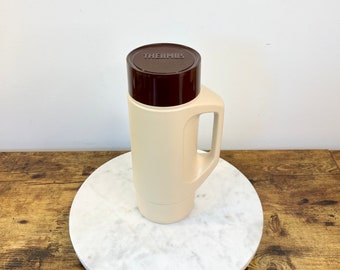 Vintage Thermos "Unbreakable" 32 Oz Plastic Travel Mug; Retro Kitchenalia; 1970's Camping Gear; Gift for Host; Grannycore Kitsch Picnic Dish