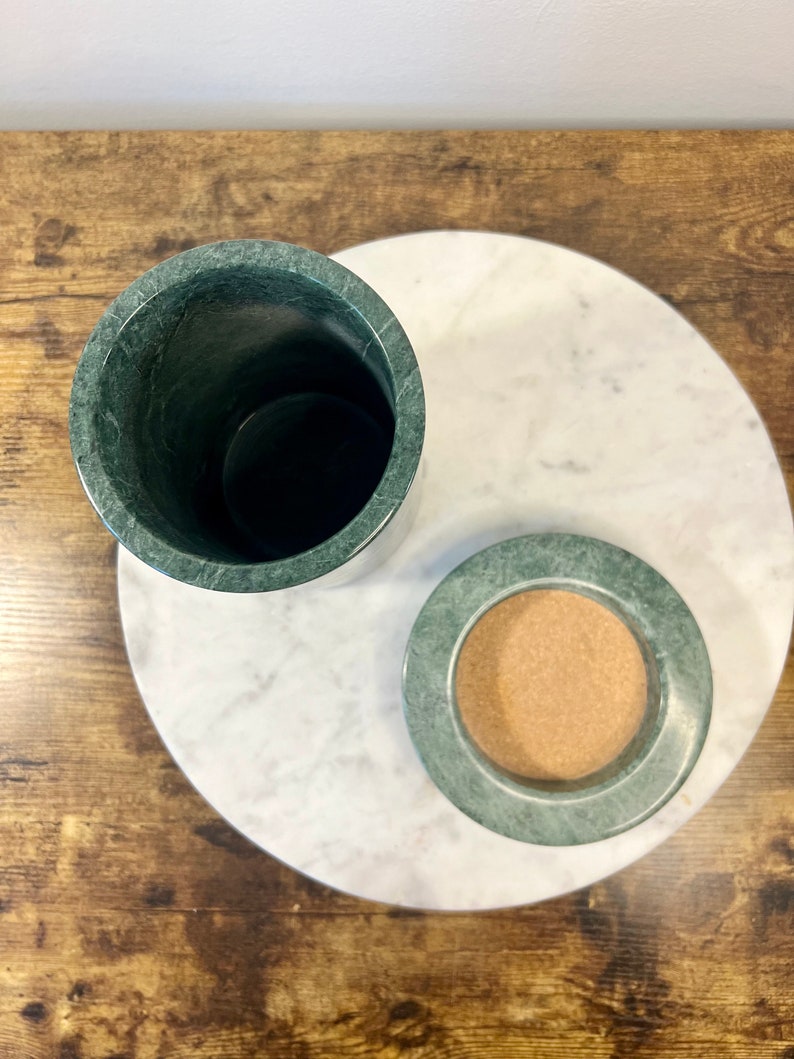 Vintage Green Marble Wine Chiller and Coaster Set Elegant Barware Gift