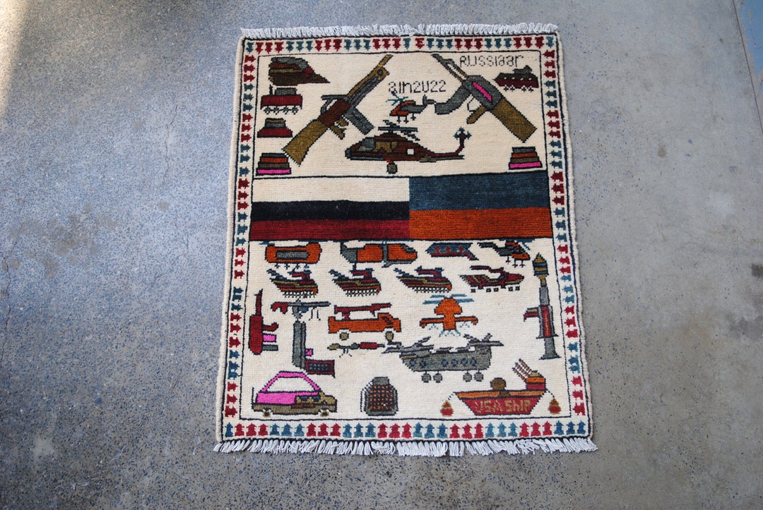 Hand Made Afghan War Rugs, Vintage Decor, Oriental Rug, 2x3 Rugs