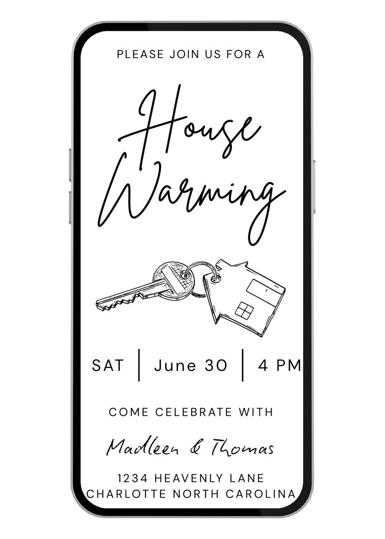 Minimalist Housewarming Invitation: Editable Text, Modern Design ...