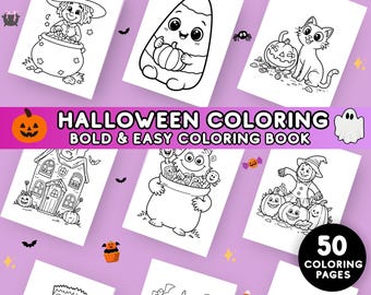 50 Halloween Coloring Pages - Digital Download Halloween Characters