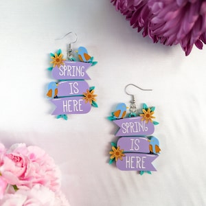 Spring is Here | Bird Earrings | Flower earring | Spring earrings