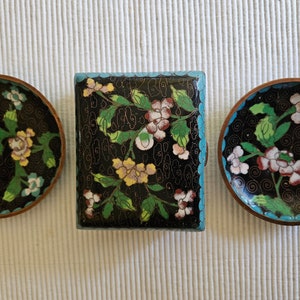 Cloisonne Box and Two Cloisonne Dishes