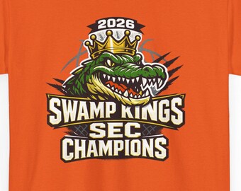 Swamp Kings 2026 Champions Tee Crowned Gator Basketball Graphic Shirt Unisex Fan Apparel