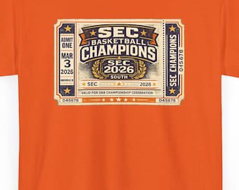2026 Basketball Champions Retro Ticket Stub Graphic Tee Distressed Fan Shirt Orange Blue