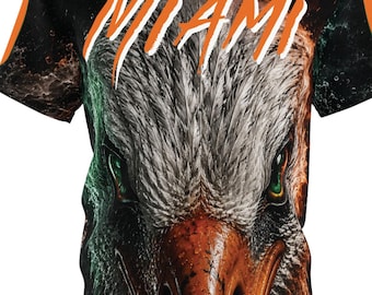Miami Hurricanes Inspired Mascot Shirt | Personalized Name & Number Performance Tee | Football Fan All Over Print | Game Day Gift