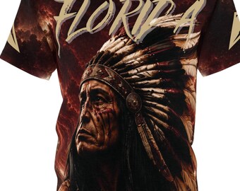 Florida State Inspired Headdress Shirt, Personalized Name Number Tee, Seminole Fan Game Day Shirt, All Over Print Football Gift