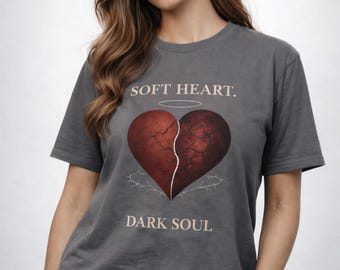Dark Romance Gothic Shirt Soft Heart Unisex Graphic Tee Alternative Valentine Streetwear