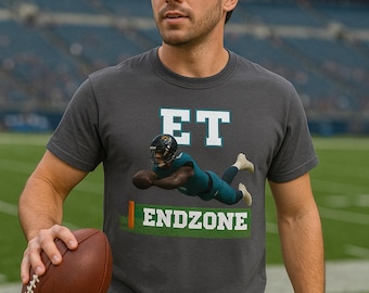 Endzone Football Graphic Tee Diving Touchdown Design Unisex Cotton Game Day Sports Shirt