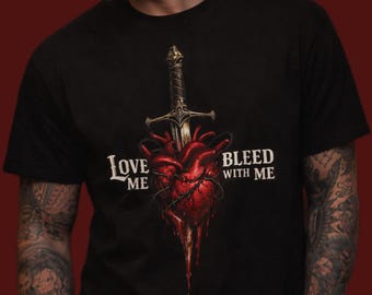 Gothic Heart Sword Graphic Tee Dark Romance Unisex Shirt Alternative Streetwear Valentine Gift
