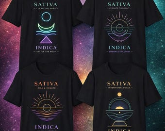Sativa Indica Balance Graphic Tee Minimal Wellness Unisex Streetwear Lifestyle Statement Shirt