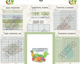 Planificador de jardín imprimible en PDF de descarga instantánea. Organizador de jardín de 7 páginas. Hoja de trabajo para el seguimiento de semillas.