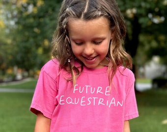 Future Equestrian Youth Comfort Colors Shirt Cute Horse Lover Kids Shirt Aesthetic Horseback Riding Crewneck Tee Handwriting Tshirt