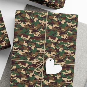Brown Green Black Military Camo Gift Wrap Paper