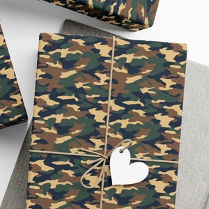 Brown Green Black Military Camo Gift Wrap Paper