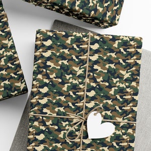 Brown Green Black Military Camo Gift Wrap Paper