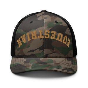 Gorra de camionero con bordado de camuflaje al revés, estilo universitario, color negro, estilo snapback, estilo country horse gifts
