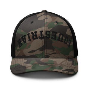 Gorra de camionero con bordado de camuflaje al revés, estilo universitario, color negro, estilo snapback, estilo country horse gifts