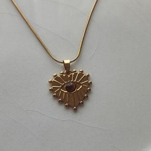 3D Printed Stainless Steel Necklace: Brown Stone Modern Pendant