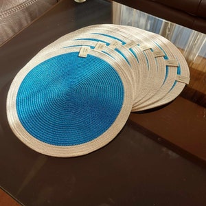 8 placemats set /  Table mats / Kitchen /  Home decor / Polyester / Rope / Handmade / Blue / Placemats