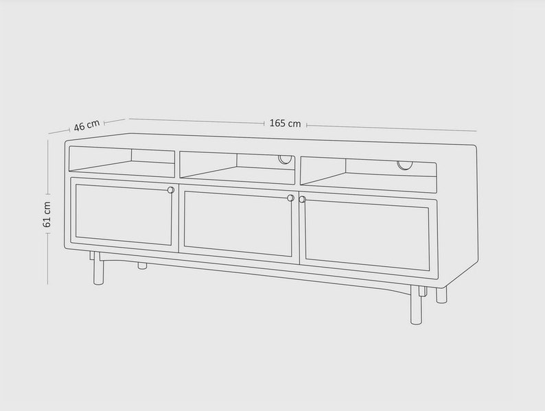 Minimal Design TV Table With Hand Woven Rattan Doors Etsy