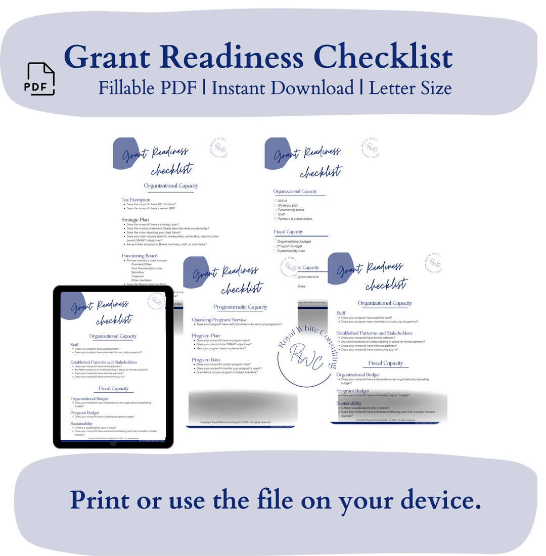 Grants Checklist.pdf Nonprofit Grant Readiness Checklist - Etsy New Zealand