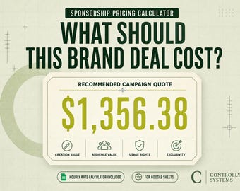 Sponsorship Pricing Calculator for Content Creators – Brand Deal and UGC Google Sheets