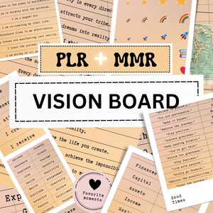 Vision Board Words 2024 phrases et affirmations imprimables, kit Vision Board pour manifestation et motivation, mots et phrases imprimables.