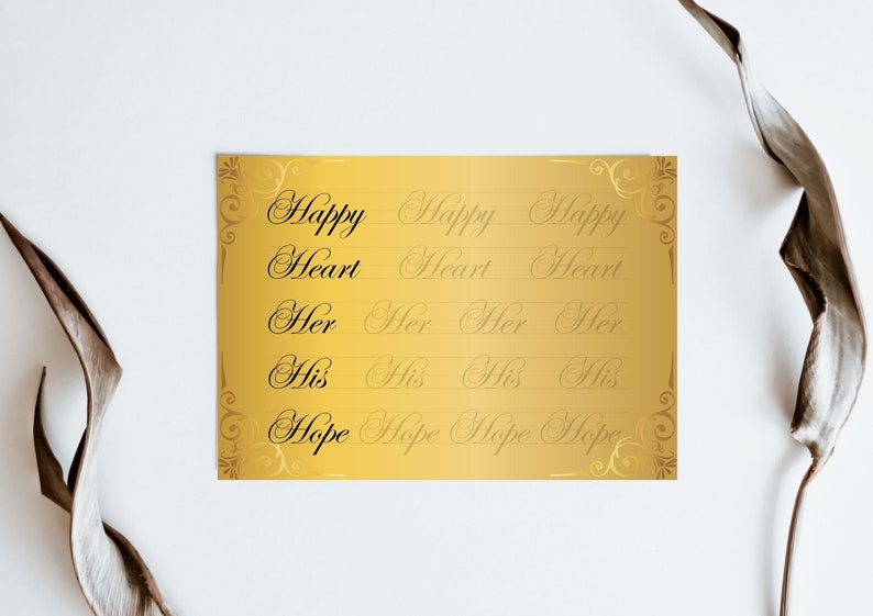 Wedding Hand Lettering Practice Sheets, Hand Writing Workbooks