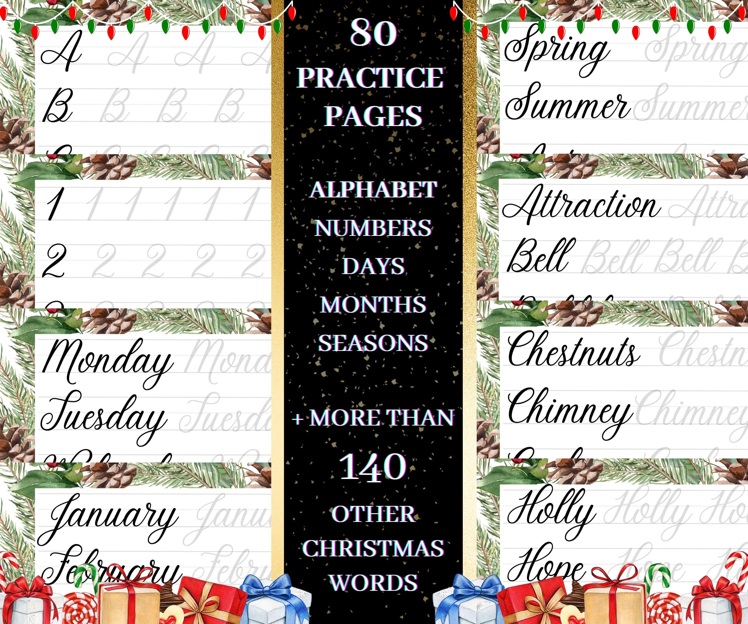 Program Lettering Christmas Christmas Hand Lettering Practice Set, Letter to Santa Template ...