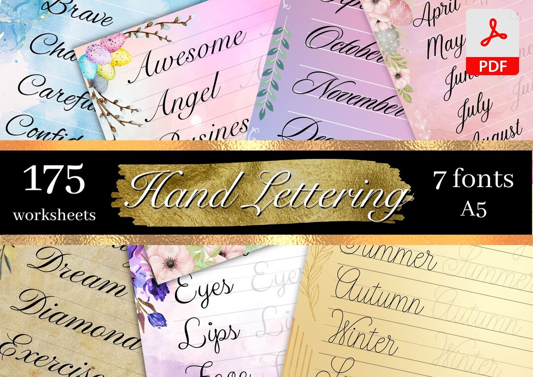 175 Hand Lettering Practice Lettering Workbook Calligraphy Practice ...