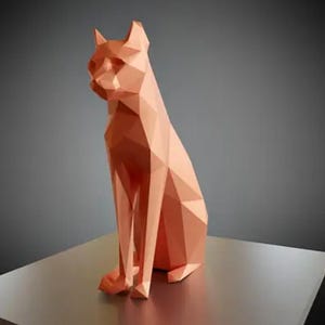 Cat kitten kitty size 300x123x2265 papercraft 3D paper model figure origami low poly puzzle constructor PDF file + cat gift