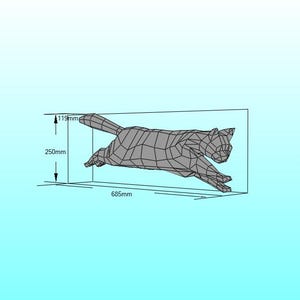 Cat kitten kitty size 250x119x685 papercraft 3D paper model figure origami puzzle constructor PDF file + cat gift