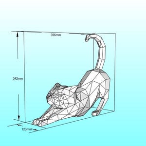 Cat kitten kitty size 343x123x396 papercraft 3D paper model figure origami puzzle constructor PDF file + cat gift