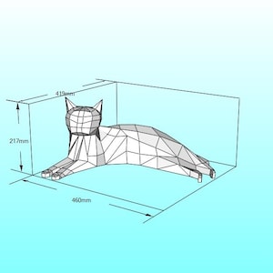Cat kitten kitty size 217x460x419 papercraft 3D paper model figure origami puzzle constructor PDF file + cat gift