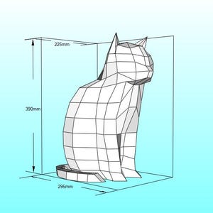 Cat kitten kitty size 380x225x295 papercraft 3D paper model figure origami puzzle constructor PDF file + cat gift