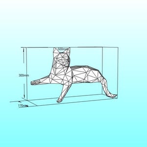 Chaton, chaton, taille 300x170x500, papercraft, modèle 3D en papier, figurine, puzzle origami, fichier PDF + cadeau chat
