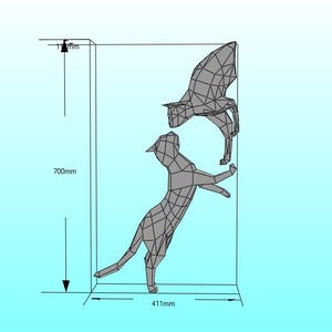 Cat kitten kitty size 700x118x411 papercraft 3D paper model figure origami puzzle constructor PDF file + cat gift