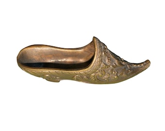 Vintage bronsminiatyrsko med vapensköldemblem "D" – 7,5 cm samlarobjekt i metall