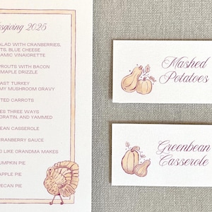 Menu i karta miejsc o tematyce jesiennej, jesień, kolacja na Święto Dziękczynienia, dziękczynienie przyjaciół, karta bufetu, indyk, dynia, liście, sezonowy, szablon cyfrowy