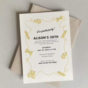 Customizable Pasta Party Invites, Printable Pasta Theme Invitations, Editable Italian Dinner Party Invites, Spaghetti Design