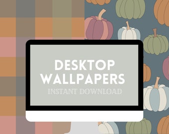 Desktop Wallpaper | Set of 2 | Pumpkin & Plaid | Fall Background