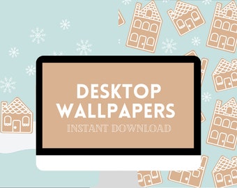Desktop Wallpaper | Set of 2 | Gingerbread Snowflake | Christmas Background